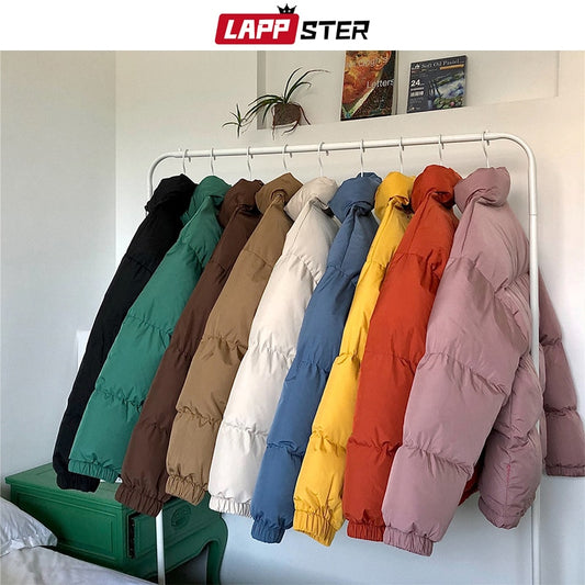 LAPPSTER Men Harajuku Colorful Bubble Coat Winter Jacket