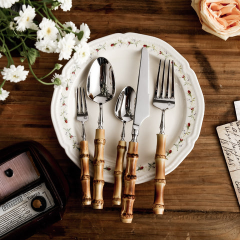 High-Quality Bamboo Cutlery Stainless Steel set