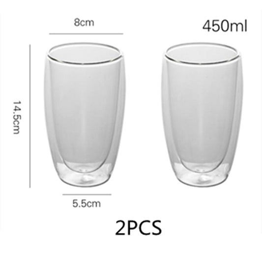 Double Wall Glass Cup Transparent Handmade Heat Resistant