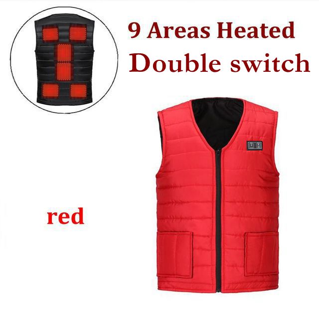 Men Autumn winter Smart heating Cotton Vest 9 area Heated V neck vest