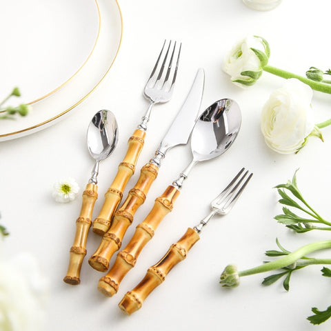 High-Quality Bamboo Cutlery Stainless Steel set