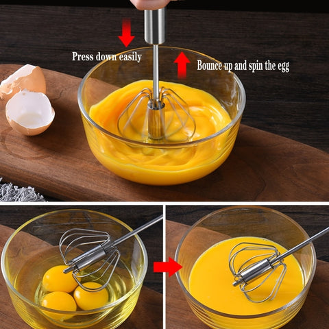 Hand Pressure Semi-automatic Egg Beater Stainless Steel Kitchen Accessories