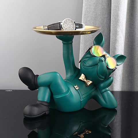 Nordic Resin Bulldog Crafts Dog Butler with Tray/keys Holder Storage Jewelries/Animal/Room Home decor