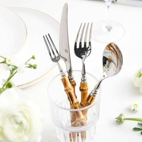 High-Quality Bamboo Cutlery Stainless Steel set