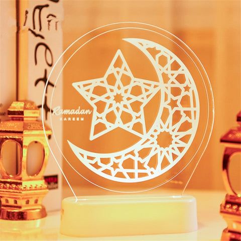 2023 LED 3D Eid Mubarak Decor Ornament Light Eid Kareem Ramadan Decor for Home Ramadan Mubarak Eid Al Adha Islamic Muslim Party