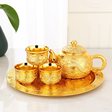 European High-end Golden Tea pot Set